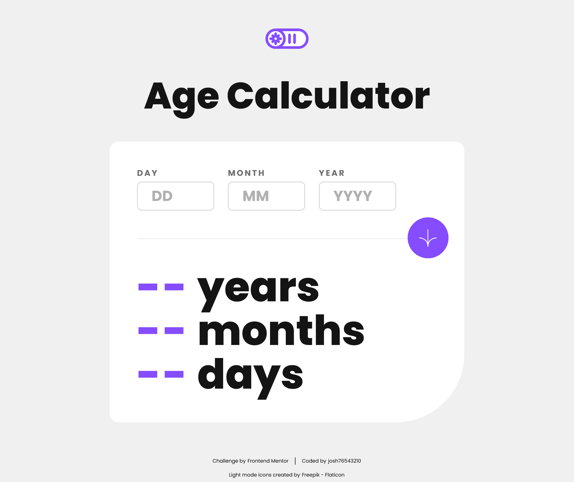 Age calculator app screenshot