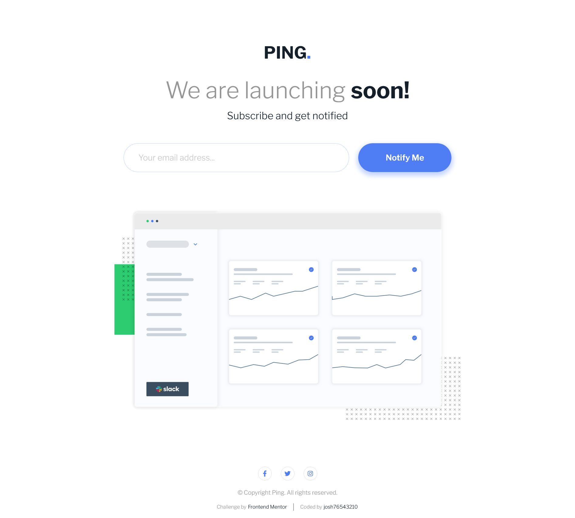 Ping coming soon page screenshot